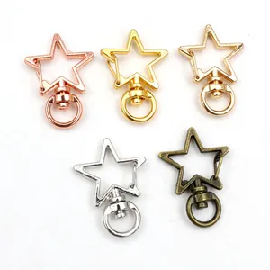 Star shaped swivel lobster clasps in five metal finishes for DIY keychain making