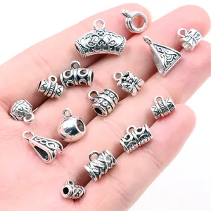 Tibetan silver alloy spacer beads and floral pattern DIY jewelry connector charms