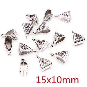 Retro Tibetan silver alloy triangular 15x10mm connector beads for DIY jewelry making