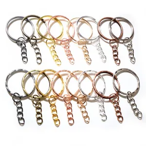 DIY Eisen Schlüsselringe Mit Viergliedriger Kette Glatte Geprägte Galvanisierte Metall Schlüsselanhänger Für Schmuckherstellung Bastelbedarf