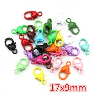 Fermoirs mousquetons en forme de cœur 17x9mm colorés pour accessoires de sac et porte-clés