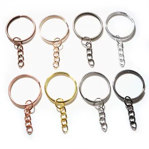 25mm DIY Schlüsselringe mit 4-gliedrigen Ketten in 8 verschiedenen Metallfarben für Schmuck