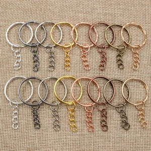 Packung mit 25mm Metall-Schlüsselanhängern mit Ketten in Gold, Silber und Bronze-Finish