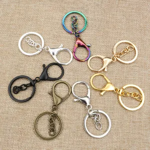Zinc Alloy Lobster Clasp Keychain Ring Chain DIY Jewelry Findings Accessory Gold Silver Black Rose Gold Metal Hook For Handbag