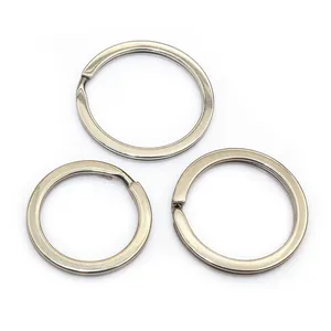 Stainless Steel Flat Split Key Rings Round Circular DIY Jewelry Making Supplies For Keychains Organization Universal Silver Tone Findings