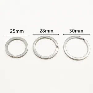 Flat stainless steel key rings in 25mm, 28mm, and 30mm sizes for jewelry making