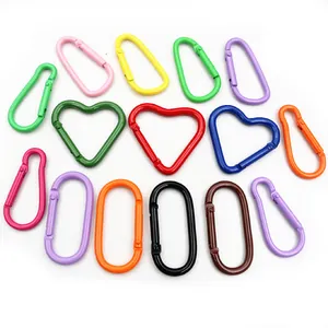 Multicolour Aluminium Legering Karabijnhaak Clips Hart D-Vorm Spring Gate Haak Voor Sleutelhanger Waterfles DIY Sieraden Maken Accessoires