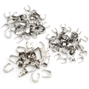 Bulk pack of polished stainless steel pinch bails for DIY jewelry making pendants