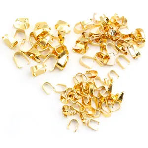 Polished gold stainless steel pinch bails for DIY jewelry making and pendants