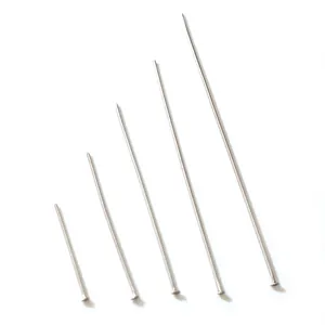 Cinque dimensioni di spilli a testa piatta in acciaio inox argento per gioielli DIY