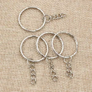 Set de porte-clés 25/28mm en métal avec chaînes pour la création de bijoux DIY