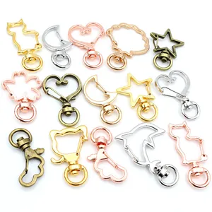 Mix of 15 metal lobster claw clasps in various shapes and colors for DIY keychains