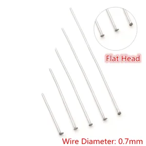 Set di chiodini a testa piatta 0,7mm in acciaio inox argento per gioielli DIY