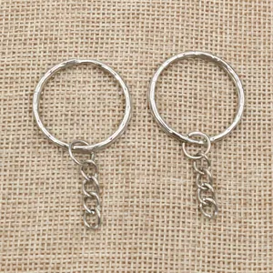 Porte-clés en métal argenté avec chaînes pour la fabrication de bijoux DIY et accessoires