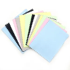 Chiffons de nettoyage en microfibre multicolores pour bijoux avec bords dentelés