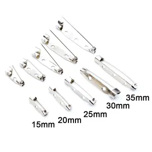 DIY silver safety pins in sizes 15mm to 35mm with multiple holes for jewelry making