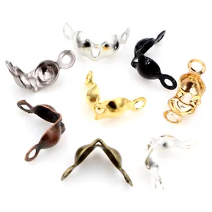 DIY Jewelry Findings Crimp Ends Double Loop Calotte Bead Tips Stainless Steel Iron Connector For Necklace Bracelet Making