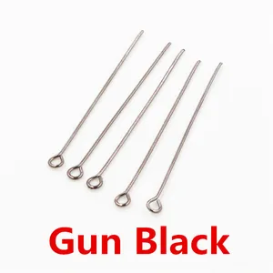 Five gun black metal eye pins for DIY jewelry making and earring assembly accessories