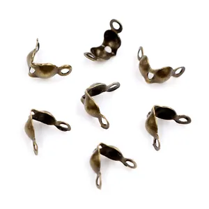 Antique bronze calottes crimp bead covers for jewelry making with dual ring structure