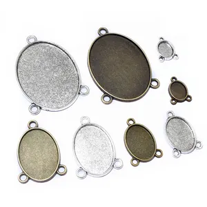 Ovalen cabochon instellingen van legering in zilver en brons voor DIY sieraden maken