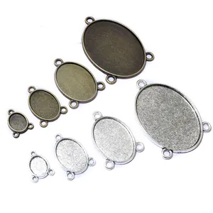 Ovalen hangerhouders van legering in brons en zilver voor DIY sieraden accessoires