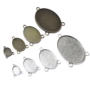 Ovale hanger basissen in brons en zilver voor het maken van DIY-sieraden