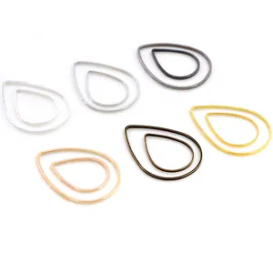 Accesorios de Joyería de Cobre en Forma de Gota de Agua Hueca Para DIY Pendientes Collar Dorado Plateado Bronce Negro KC Dorado