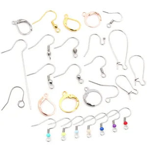 Assorted stainless steel earring hooks and DIY jewelry components in gold and silver