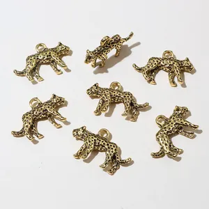 3D leopard alloy pendants in gold finish with black spots for DIY jewelry making