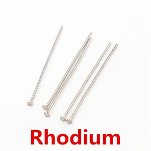 Tiges à tête plate finition rhodium pour la création de bijoux DIY et travaux de perlage
