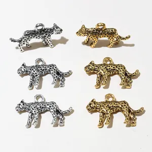 3D leopard alloy pendant charms in gold and silver finish for DIY jewelry making