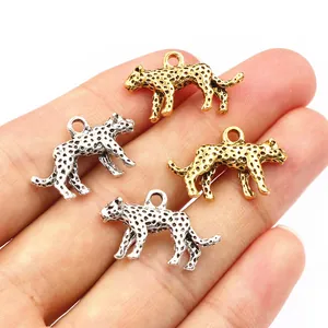 3D Leopard Cheetah Animal Alloy Pendants Antique Gold Silver DIY Jewelry Making Charms For Necklace Bracelet Accessories