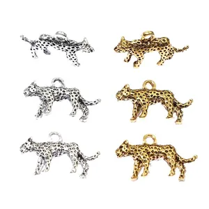 3D leopard alloy pendants in gold and silver finish for DIY jewelry making