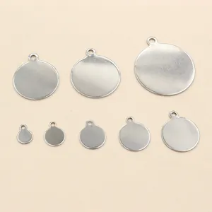 Pendentifs Étiquette Ronde en Acier Inoxydable pour Création de Bijoux DIY Collier Bracelet Breloques Accessoires d'Artisanat Étiquettes en Métal Poli