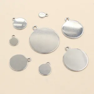 Lot de pendentifs ronds en acier inoxydable de tailles variées pour bijoux DIY