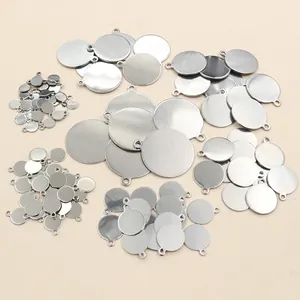 Pendentifs ronds en acier poli pour création de bijoux DIY en plusieurs tailles