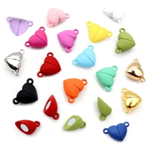 Fermoir Magnétique en Cœur en Fer Accessoire Bijoux DIY pour Collier Bracelet Boucle de Connexion Vintage Français Romantique
