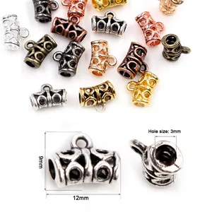 Multi-color 12x9mm alloy DIY jewelry spacer beads and connector bails for bracelets