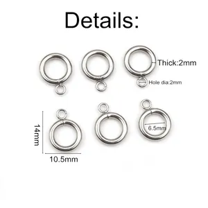 Fermoirs ronds à ressort en acier inoxydable de 14mm avec dimensions et épaisseur 2mm