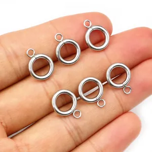 Lot de six connecteurs anneaux 14x11mm en acier inoxydable avec petites boucles