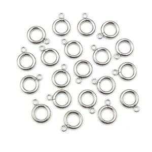 Anneaux en acier inoxydable poli 14x11mm avec boucles de suspension pour bijoux