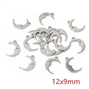 Gepolijste roestvrijstalen maanbedeltjes voor DIY-sieraden maken 12x9mm set van 10