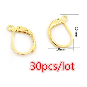 Détail de dormeuses 15x10mm en acier inoxydable doré pour la création de bijoux DIY