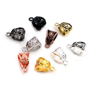 Variety pack of alloy pinch bails for necklaces with vintage hollow flower patterns