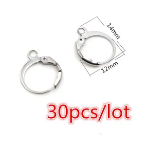Vue détaillée des crochets d'oreilles levier de 14mm avec dimensions et pack de 30