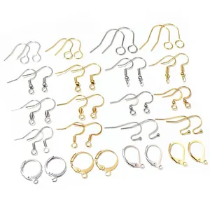 Kit de crochets de boucles d'oreilles en acier inoxydable or et argent pour bijoux DIY