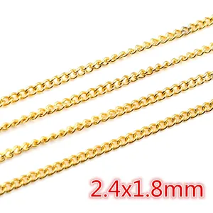 Gold plated stainless steel curb chain links 2.4x1.8mm for DIY jewelry making