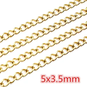 Macro detail of 5x3.5mm gold plated stainless steel links for DIY jewelry making