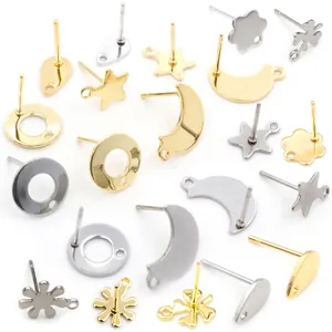 Accessori per Orecchini a Perno Fai da Te in Acciaio Inossidabile Oro Argento Geometrico Stella Luna Fiore Gioielli Artigianali Donna