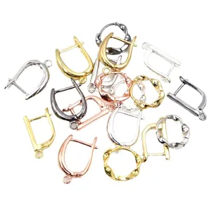 Ganchos para pendientes DIY y aros bañados en oro, plata, oro rosa y negro para joyas